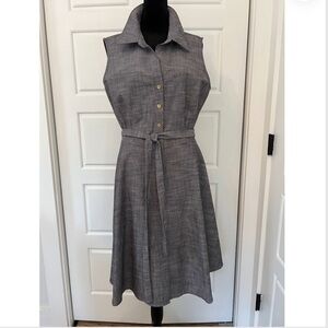Sharagano Charcoal Button-Down Midi Dress